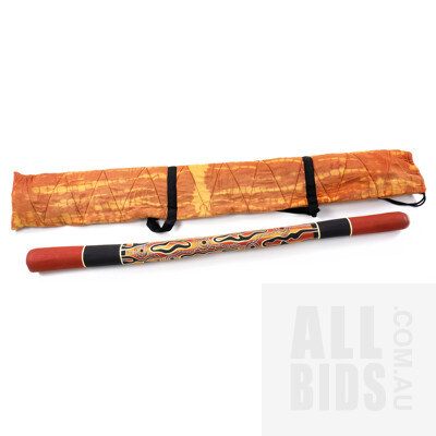 Vintage Indigenous Hand Crafted and Decorated hardwood Didgeridoo with hand Made Carry Case