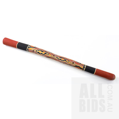 Vintage Indigenous Hand Crafted and Decorated hardwood Didgeridoo with hand Made Carry Case