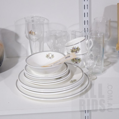 Collection Australian Parliament House Table Ware Including Two Trios, Three Plates, One Bowl and 10 Various Glasses