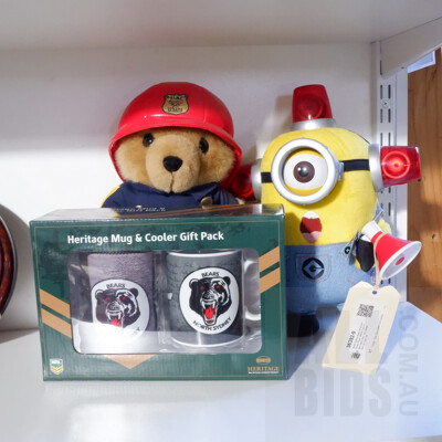North Sydney Bears Mug and Cooler Pack, NRMA Care Flight Teddy Bear and Despicable Me Soft Toy