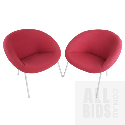 Pair of Walter Knoll Model 369 Chairs with Red Striped Upholstery, with Label