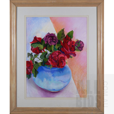 A Framed Still-Life of Roses, Pastel, 73 x 54 cm