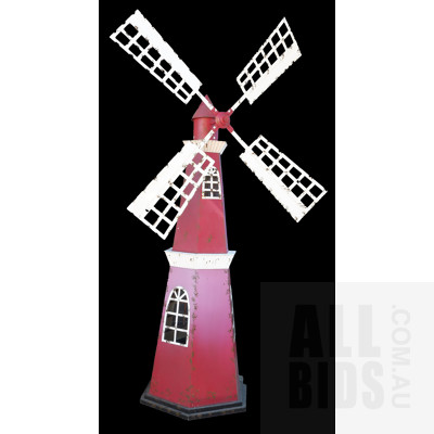 Very Large Nine Foot Rustic Metal Ornamental Windmill