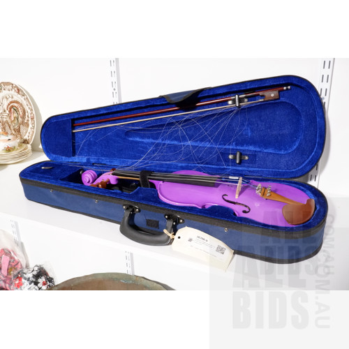 Feedom Purple Violin MV 100 3/4 Size with Stand and Carry Case