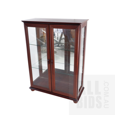 Antique Style Walnut Coloured Crown Crystal Display Cabinet