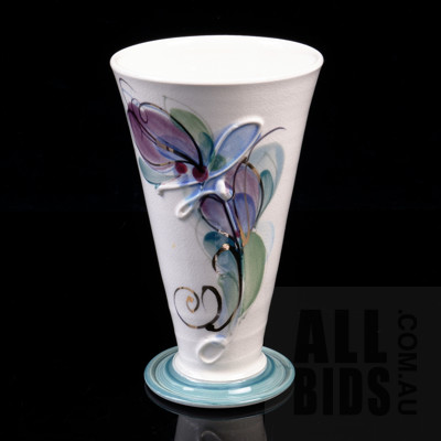 Vintage David Boyd Studio Pottery Vase with Floral Motif