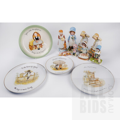 Collection Holly Hobby Items Including Four Collectors Plates and Seven Statues