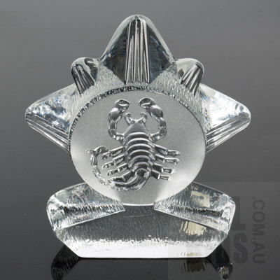 Swedish Bergdala Frosted Glass Scorpion Desk Ornament