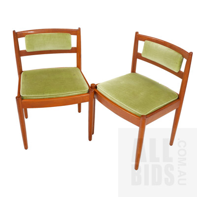 Retro Teak Butterfly Extension Dining Table with a Set of Six Fabric Upholstered Chairs