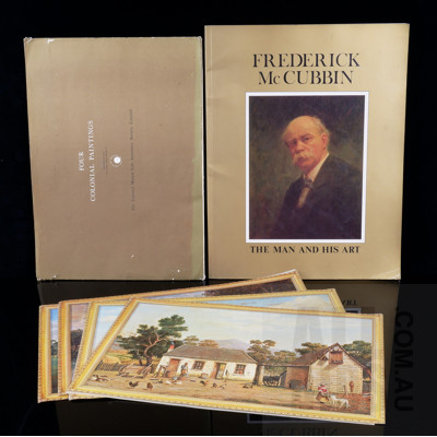 Set Four Art Prints of Colonial Paintings and Large Book of Frederick McCubbin 'The Man and His Art'