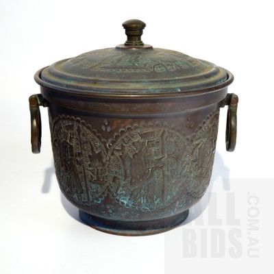 Nader Hand Hammered Iranian Copper and Brass Ice Bucket Pot