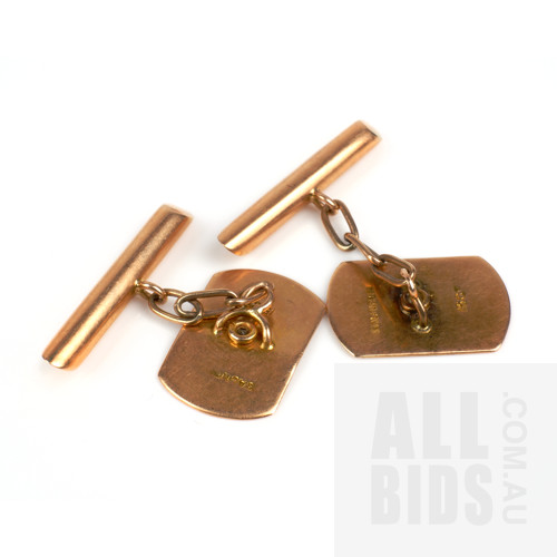 Antique 15ct Yellow Gold Cufflinks with Old Single Cut Diamonds