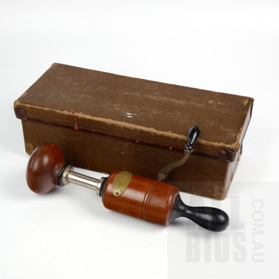 Chinese Hand Crank Massager with Vintage Faux Leather Case