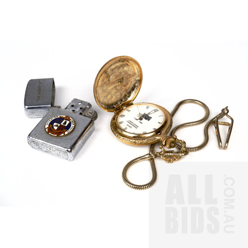 Collection of Nine Watches, Commemorative 1788-1988 Pocket Watch and USS Glacier Zippo Lighter