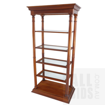 Contemporary Pine Open Back Bookcase with Glass Shelves