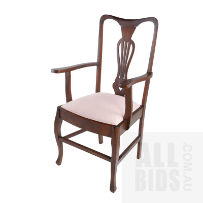 Vintage Walnut Arm Chair with Lyre Back