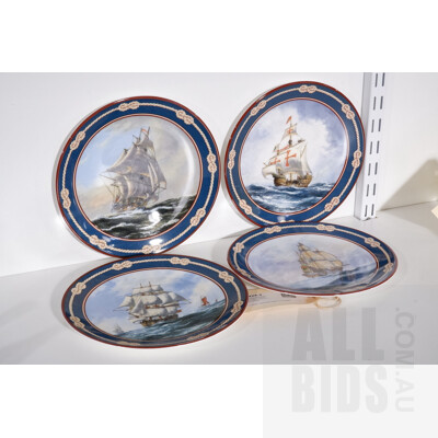 Four Limited Edition Bradex Great Ships of Discovery Collectors Plates Including the Endeavour, The Golden Hind and More