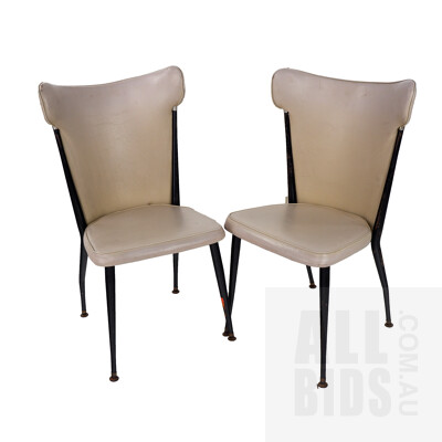 Two Vintage Grey Vinyl Upholstery Dining Chairs, Designed by Grant Featherston