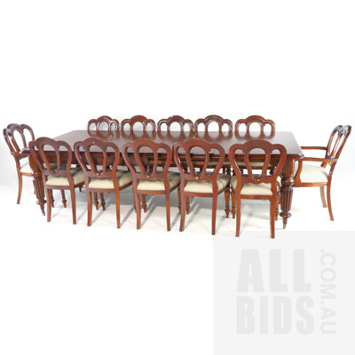 Victorian Style Mahogany Two Leaf Extension Dining Suite with Twelve Mahogany Dining Chairs