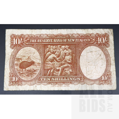 1940 New Zealand Ten Shillings Banknote T.P.Hanna