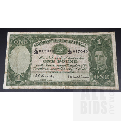 1952 Australian One Pound Banknote Coombs/Willson