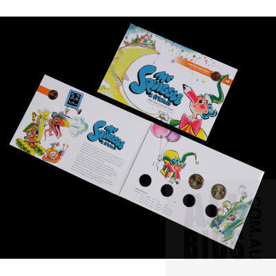 Two Mr Squiggle and Friends 2019 Coin Collection Albums with One Cent and One Dollar Coins