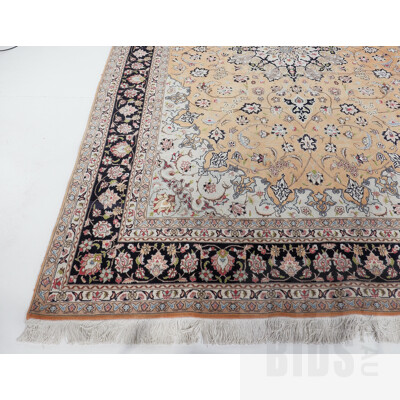 Indo Persian Kashan Hand Knotted Wool Rug