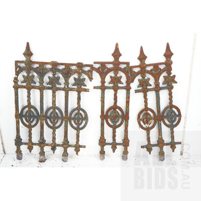 Three Victorian Cast Iron Verandah Panel Sections