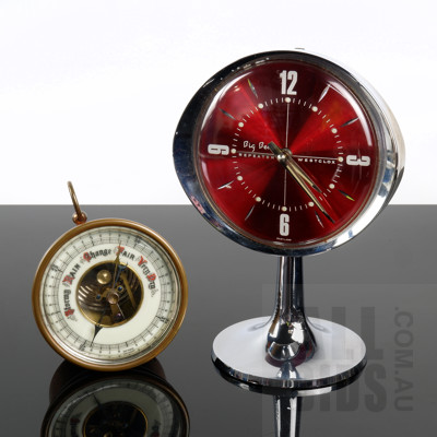 German Oval Wall Mount Barometer and a Vintage Westclox Big Ben Desk Clock