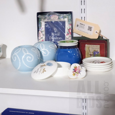 Collection Various Porcelain incl. Wedgewood Ice Rose Trinket Dish and Boxed Royal Douton Photo Frame More (11)