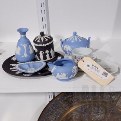 Collection of Wedgwood Blue and Basalt Jasperware, and Japanese Hand Painted Tea Duo