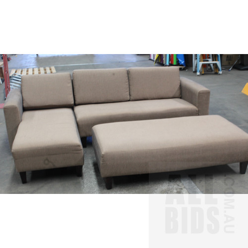 Three Seater Chaise Lounge With Ottoman
