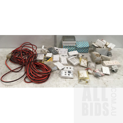 Assorted Electrical Accessories Including 2 Gang Switches, Single Switches, 10amp Extension Lead And Other Items