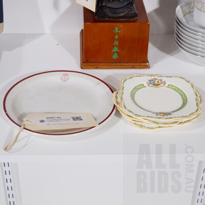 Six Vintage Meakin Porcelain Side Plates and Hotel Metropole Plate