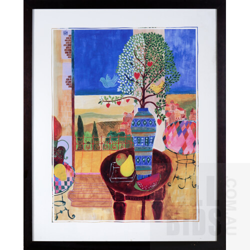 A Framed Reproduction Print, Untitled (European Balcony Scene), 60 x 46 cm (image size)