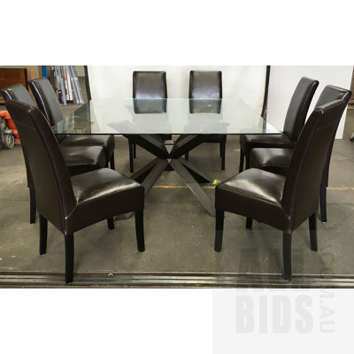 Nick Scali Quattro Tempered Glass Dining Suite