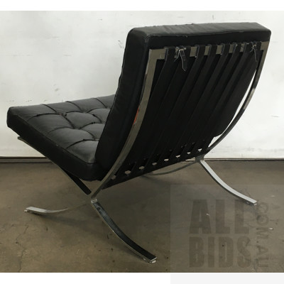 Replica Barcelona Black Leather Chair With Matching Foot Rest