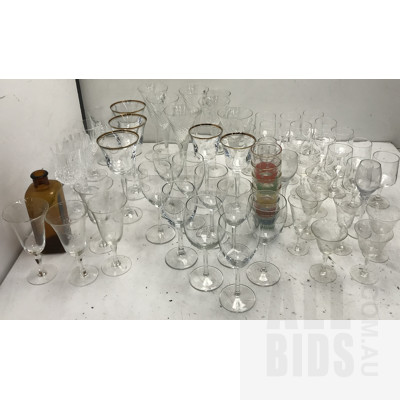 Lot Of Assorted Crystalware, Glassware And Vintage Brown Glass Bottle