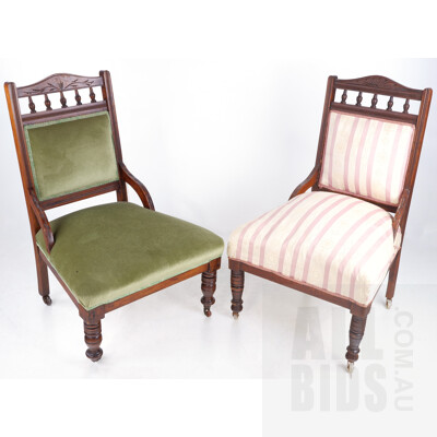 Two Edwardian Maple Salon Chairs, Early 20th Century