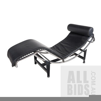 Replica Le Corbusier LC4 Black Faux Leather Chaise Lounge