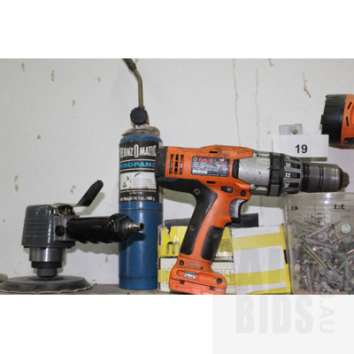 Shelf Lot of 18V Cordless Electric and Pneumatic Hand Tools