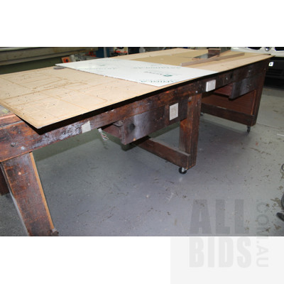 Custom Built Hardwood  Mobile Workshop Table