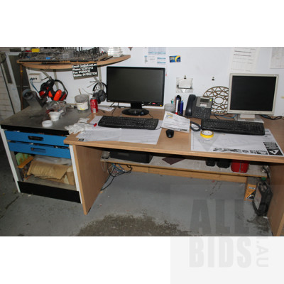 Laminate Office Desk and Custom Built Tool Cabinet
