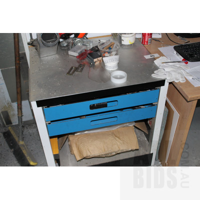 Laminate Office Desk and Custom Built Tool Cabinet