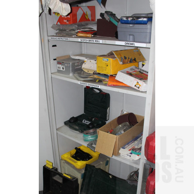Two Metal Tool Cabinets and Various Tools