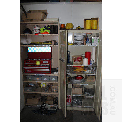 Two Metal Tool Cabinets and Various Tools