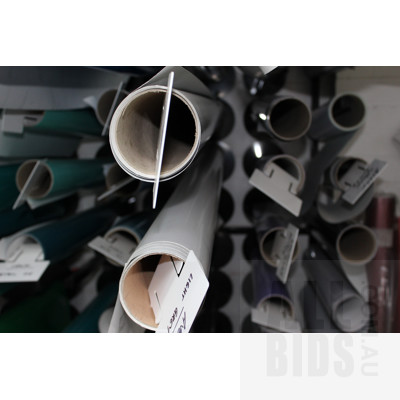 Roll Storage Rack With 60 Rolls of Coloured Wrapping Film