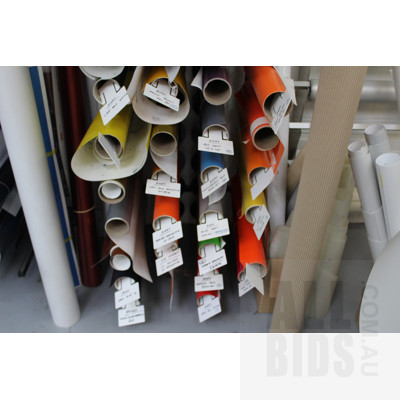 Roll Storage Rack With 60 Rolls of Coloured Wrapping Film