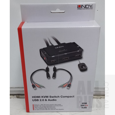 Lindy 2 Port HDMI 2.0, USB 2.0 & Audio Cable KVM Switch - ORP $279.00 - As New