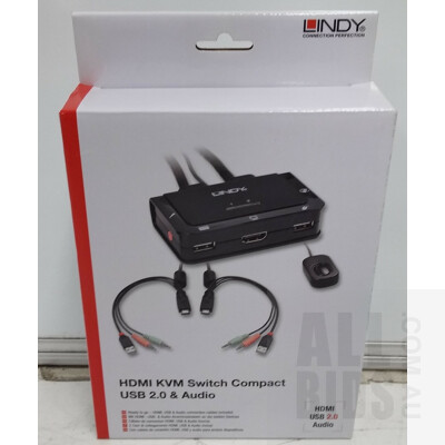 Lindy 2 Port HDMI 2.0, USB 2.0 & Audio Cable KVM Switch - ORP $279.00 - As New